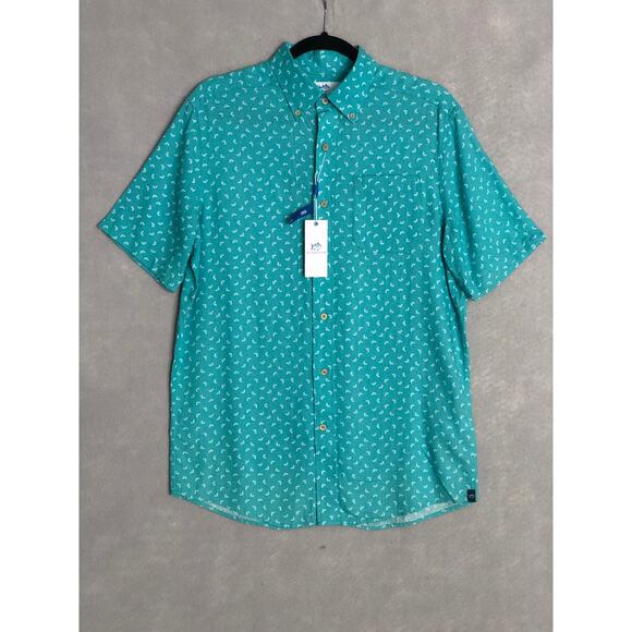 Southern Tide Men's Small Linen Rayon Sports Shirt Turquoise NEW - Picture 1 of 9